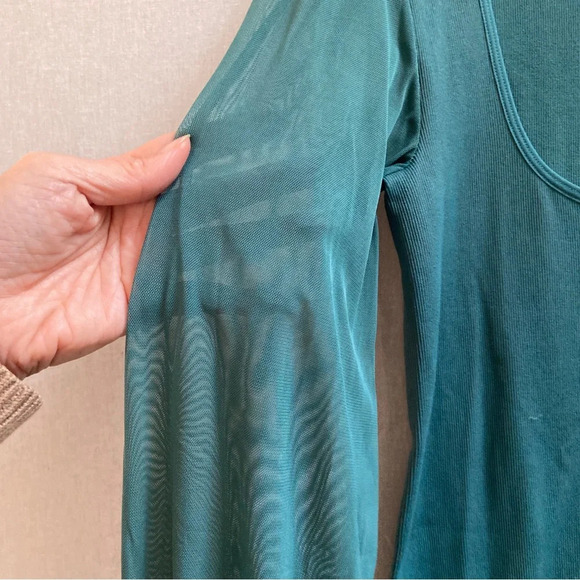 Monk & Lou Annette midi scoop neck bodycon dress chiffon sleeves Sz S/M - Picture 6 of 10